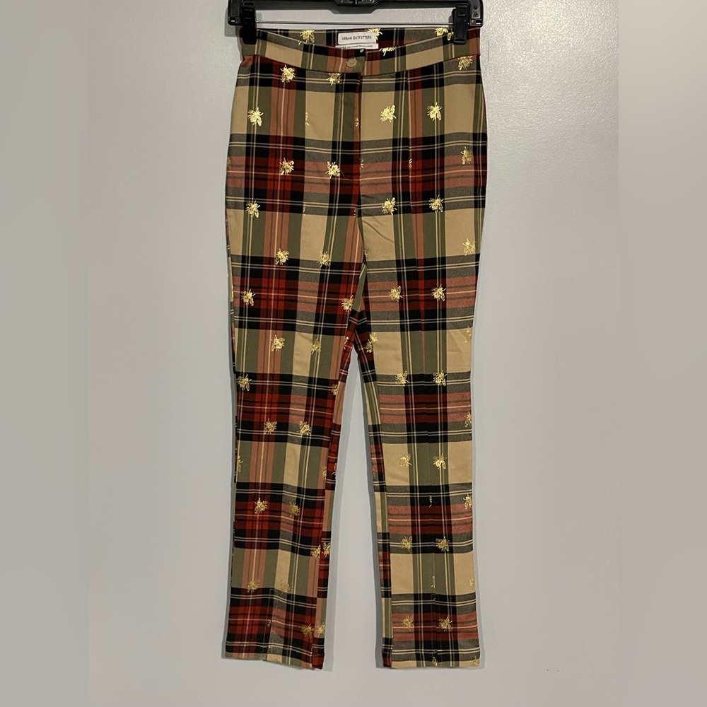 Urban Outfitters Red and Black Slim-Cut Chinos